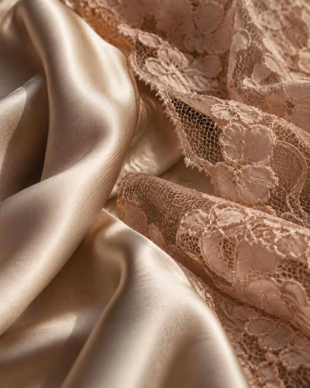 Satin and lace textile detail